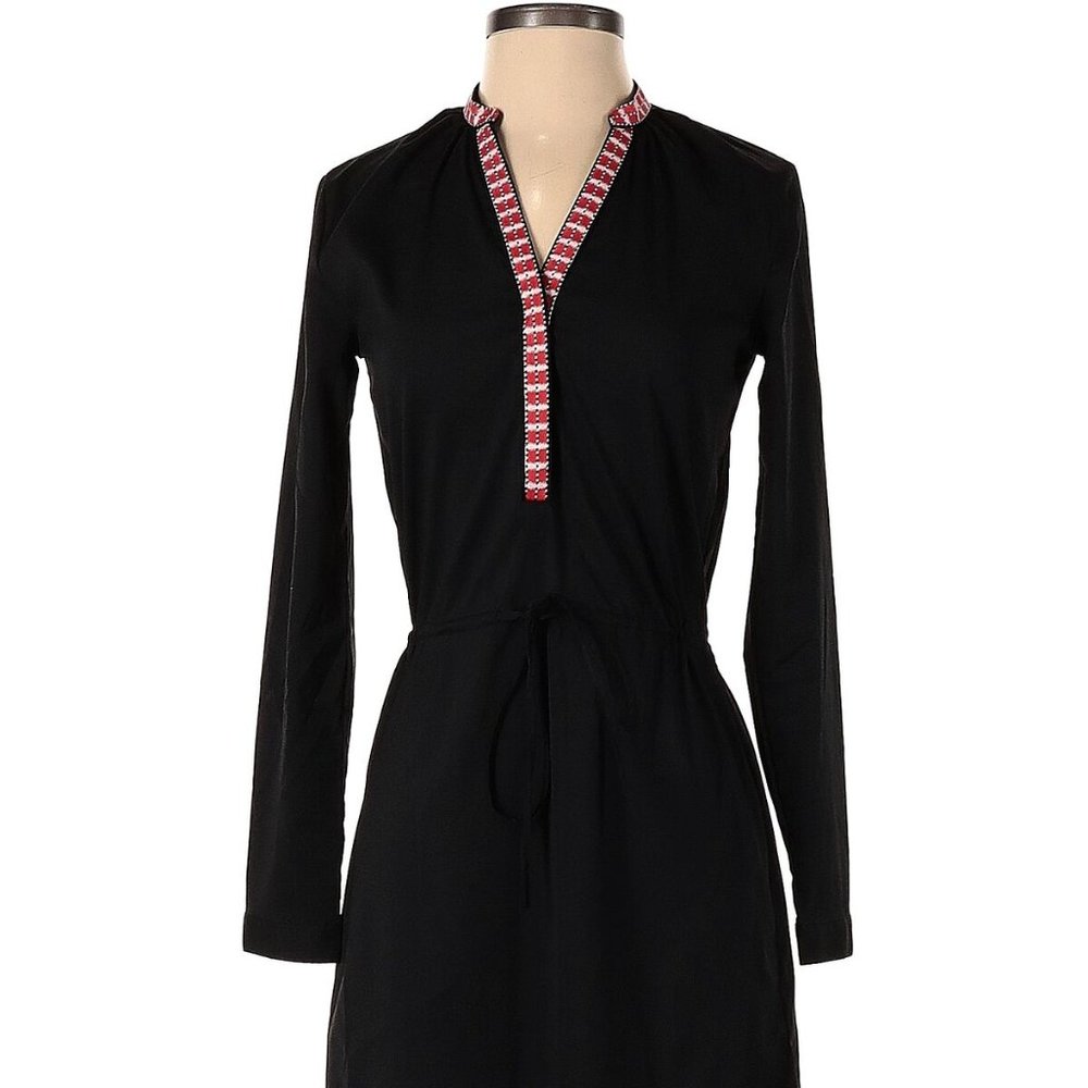 H&M Split Neck Long Sleeve Black Dress (size 6)